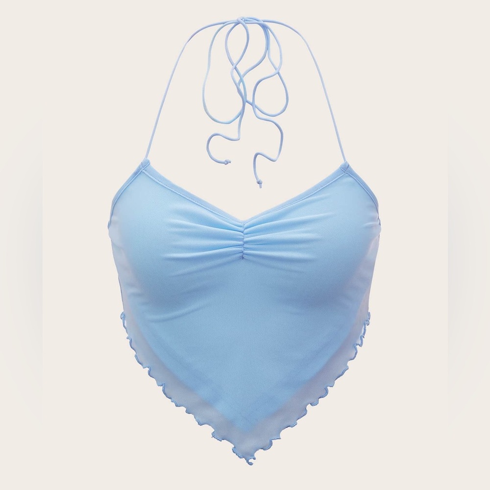NWOT Light Blue Halter Crop Top Size XS Y2K Fairycore